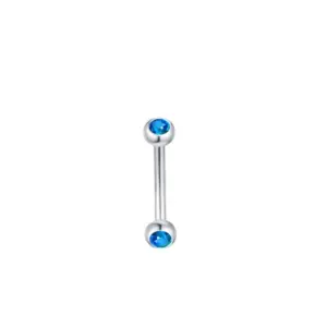 Lake Blue Double Diamond Eyebrow Stud / 1.2*10*3