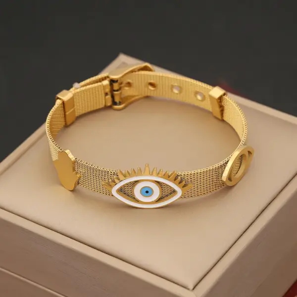 Wholesale PVD Coated 18K Gold Real Gold Plated Devil'S Eye Stainless Steel Vintage Style Luxurious Waterproof Non Tarnish 304 Stainless Steel Bangle