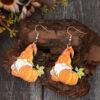 Wholesale Thanksgiving Halloween Pumpkin Wooden Retro Earrings