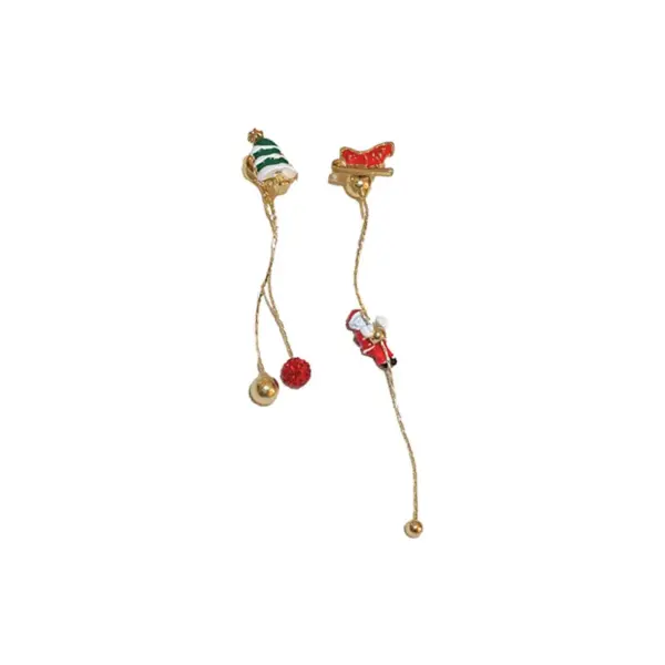 1 Pair Christmas Cute Christmas Tree Santa Claus Snowflake Copper Drop Earrings