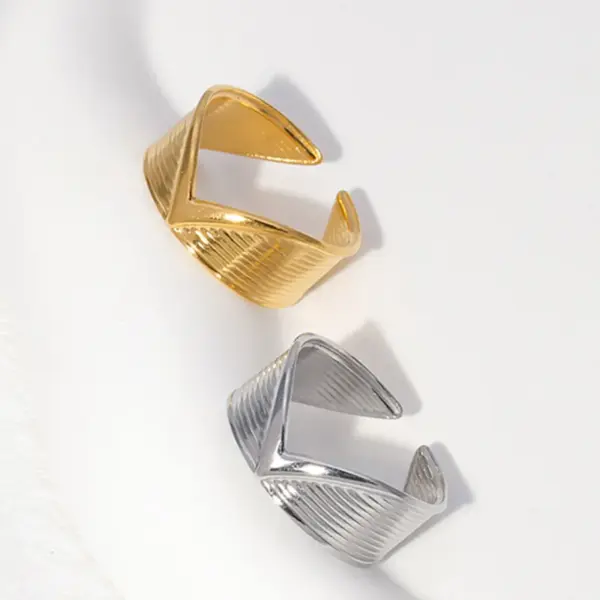 Wholesale Jewelry Fashion Geometric 304 Stainless Steel 18K Gold Plated Irregular Stainless Steel Rings