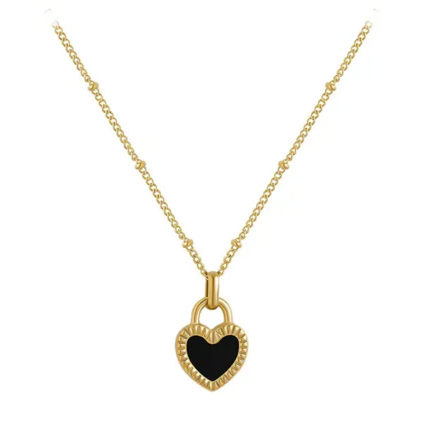 Wholesale Heart-shaped Stainless Steel Necklace For Women, Versatile And High-end Shell Pendant Jewelry Accessory, Geometric Pattern Simple Style Pendant Necklace
