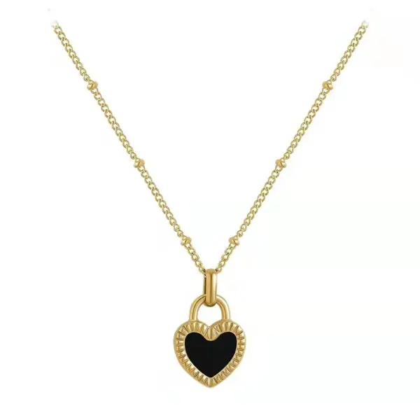 Wholesale Jewelry Simple Style Heart Shape 304 Stainless Steel Acrylic 18K Gold Plated Plating Stainless Steel Necklaces