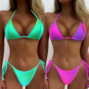 Wholesale 2022 Weisman European and American Foreign trade new bright line color blooming split bikini gradient strap swimsuit cross-border