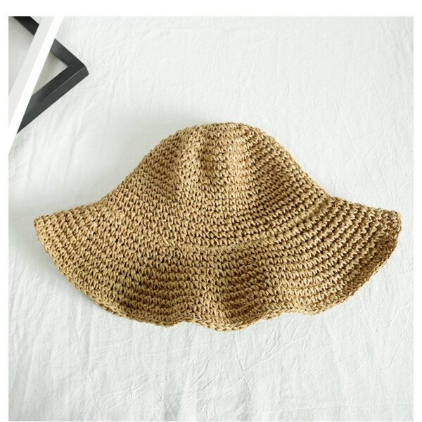 Wholesale Korean Foldable Handmade All-Match Solid Color Hand Crochet Straw Hat Women's Summer Sun Protection Beach Holiday Sunshade Hat