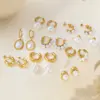 Wholesale Elegant Pearl Titanium Steel Geometric Heart Shaped Earrings Women's Sweet Style Butterfly Knot Jewelry Accessory Combination