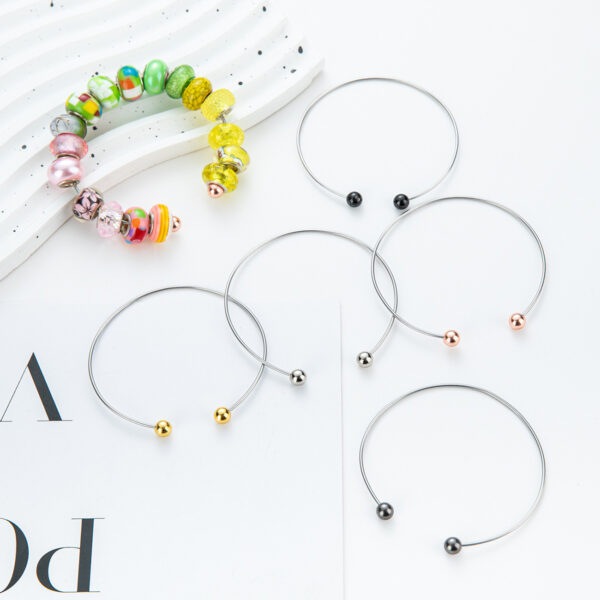 Wholesale Creative DIY Handmade Beaded Bracelet C- shaped Beveled Open Bracelet Couple Beaded Bracelet Bracelet Factory Outlet