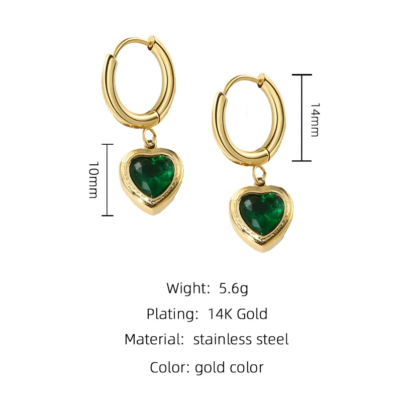 Wholesale PVD Coated 18K Gold Real Gold Plated Heart Stainless Steel Simple Style Waterproof Non Tarnish Earrings