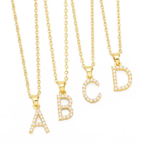 Wholesale Simple Style Letter Copper Inlay Anti-pearl Necklace