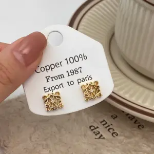Gold Cube Earrings - 925 Silver Needle - Real Gold Plated
