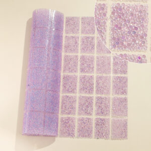 15 light purple round beads / Geometric special-shaped resin hot-melt adhesive tape [whole piece 24*40cm, small square 3*4cm]