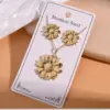 Wholesale Electroplating Golden Plated Sunflower Red Heart 304 Stainless Steel Casual Elegant Handmade Polishing Plating Jewelry Set