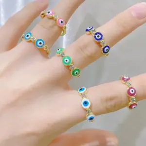 Wholesale Fashion Eye Copper Enamel Zircon Open Ring