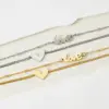 Wholesale Jewelry Fashion Letter Heart Shape 304 Stainless Steel 16K Gold Plated White Gold Plated Gold Plated Plating Anklet
