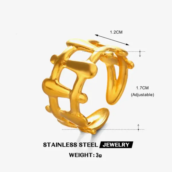 Wholesale Ion Plating (IP) 18K Gold Plated Solid Color 304 Stainless Steel IG Style Waterproof Non Tarnish Open Rings