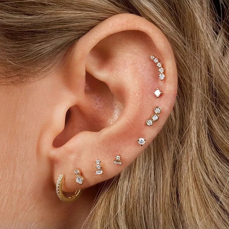 Wholesale 1 Piece Simple Style Commute Geometric Inlay Copper Zircon Ear Studs