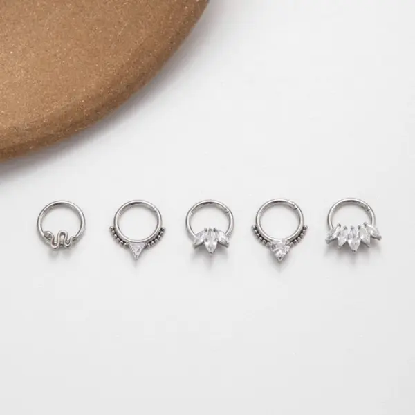 Wholesale 1 Piece Nose Rings & Studs Punk Solid Color 316L Stainless Steel Copper Waterproof Non Tarnish Surgical Steel Zircon