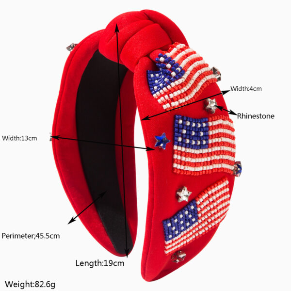 Wholesale Cross-border New European and American Popular Creative Hair Band High-end Light Luxury American Flag Rice Beads and Diamonds Independent Day Hair Accessories
