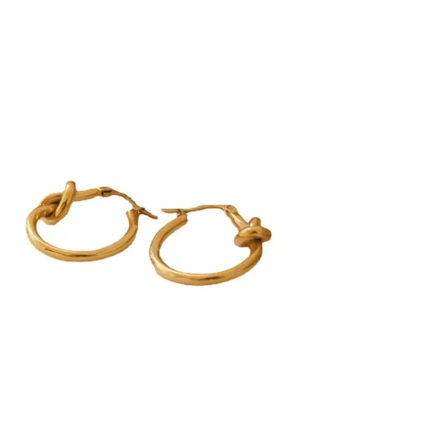 Wholesale PVD Coated 18K Gold Real Gold Plated Geometric 201 Stainless Steel Retro Waterproof Non Tarnish Hoop Earrings