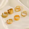 Wholesale PVD Coated 18K Gold Plated Geometric 304 Stainless Steel Simple Style Waterproof Non Tarnish Rings