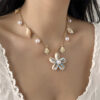 oly-9f922880739282144faf52b14058b0a4 Wholesale European and American Fashion All-match Summer Hand-woven Shell Flower Necklace Popular Ladies Necklace Beach Casual Accessories