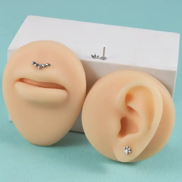 Wholesale 1 Piece Lip Rings Casual Leaf 304 Stainless Steel Plating 18K Gold Plated