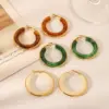 Wholesale 304 Stainless Steel Resin Circle Resin Real Gold Plated Exaggerated Streetwear Earrings
