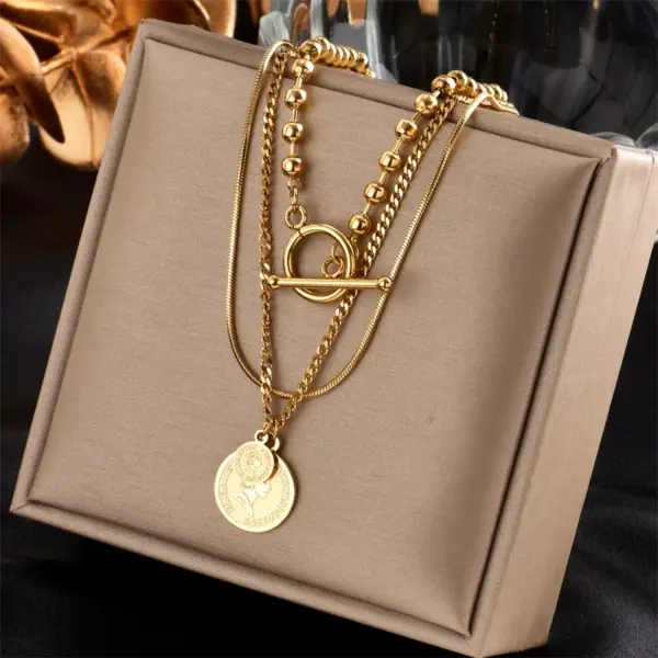 PVD Coated 18K Gold Plated 304 Stainless Steel Fashion Waterproof Non Tarnish 304 Stainless Steel Necklace