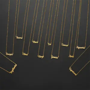 PVD Coated 18K Gold Real Plated Letter Constellation 201 Stainless Steel Basic Simple Style Commute Waterproof Non Tarnish Pendant Necklace