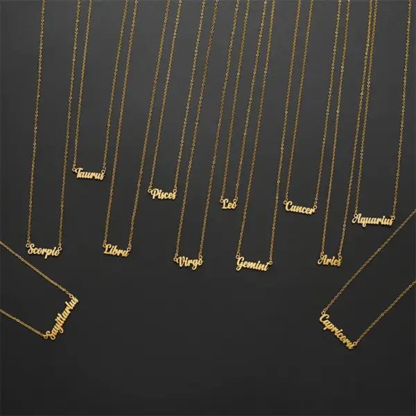 PVD Coated 18K Gold Real Plated Letter Constellation 201 Stainless Steel Basic Simple Style Commute Waterproof Non Tarnish Pendant Necklace