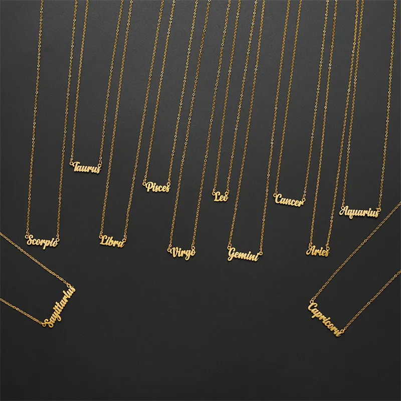 Wholesale PVD Coated 18K Gold Real Plated Letter Contion 201 Stainless Steel Basic Simple Style Commute Waterproof Non Tarnish Pendant Necklace