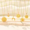 Wholesale PVD Coated Real Gold Plated Sun Star Moon 304 Stainless Steel Casual Simple Style Waterproof Non Tarnish 304 Stainless Steel Pendant Necklace