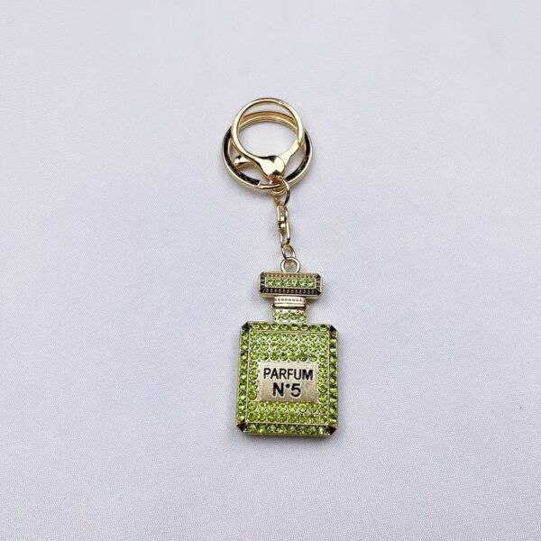 Wholesale Diamond-Encrusted Perfume Bottle Accessory Temu Gift Car Key Amazon Cross-Border Metal Keychain Key Pendant for Festivals