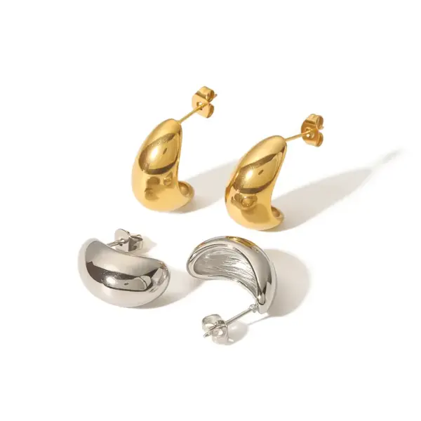 Wholesale PVD Coated Real Gold Plated C Shape 304 Stainless Steel Retro Waterproof Non Tarnish Ear Studs
