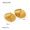 Wholesale 304 Stainless Steel Stripe PVD Coated 18K Gold Plated Retro Plating Gold Earrings