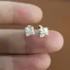 Wholesale 1 Pair Simple Style Square Inlay 304 Stainless Steel Zircon 18K Gold Plated Stainless Steel Earrings