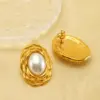 Wholesale PVD Coated 18K Gold Plated Irregular Oval Solid Color 304 Stainless Steel Elegant Waterproof Non Tarnish Ear Studs