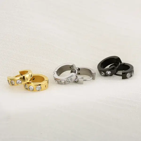 Wholesale PVD Coated 18K Gold Plated Solid Color Stainless Steel Luxurious Waterproof Non Tarnish Earrings