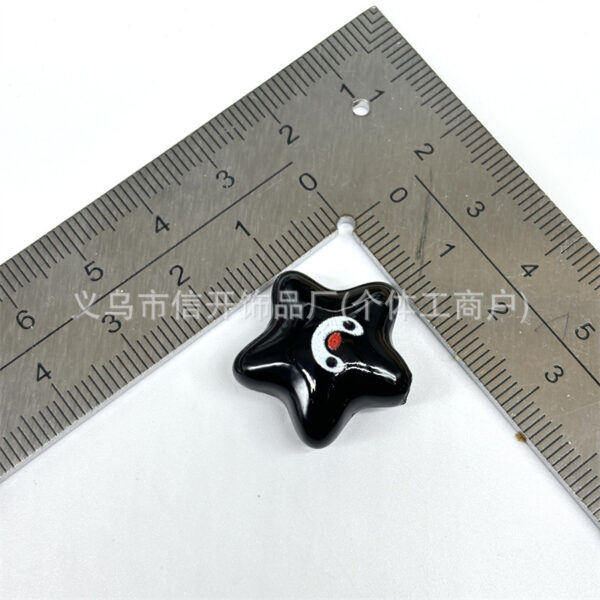 Wholesale Through-hole solid color facial expression print five-pointed star bead