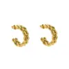 PVD Coated Real Gold Plated 18K Gold Twist Titanium Steel Simple Style Waterproof Non Tarnish Ear Studs
