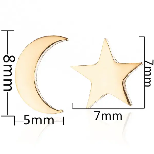 PVD Coated 18K Gold Real Gold Plated Star Moon 304 Stainless Steel Fashion Waterproof Non Tarnish Ear Studs