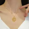 Wholesale Fashion Round Tree Titanium Steel Copper Zircon Pendant Necklace In Bulk