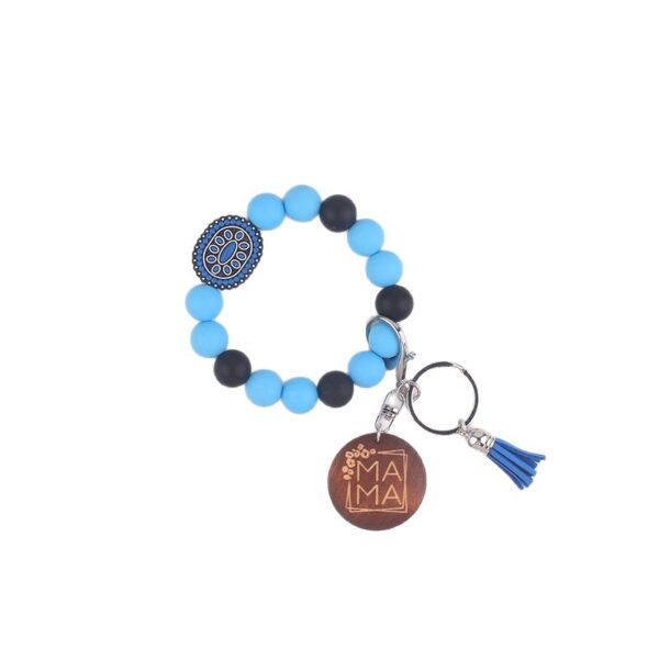 Wholesale Oval Gemstone Mom Key Bracelet Silicone Keychain Creative Gift Key Bracelet