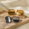 Wholesale 304 Stainless Steel Rectangle PVD Coated 18K Gold Plated Real Gold Plated Commute Waterproof Non Tarnish Plating Earrings