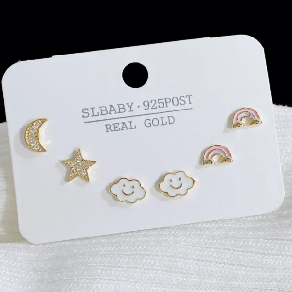 Wholesale 1 Set Sweet Heart Shape Plating Copper Ear Studs