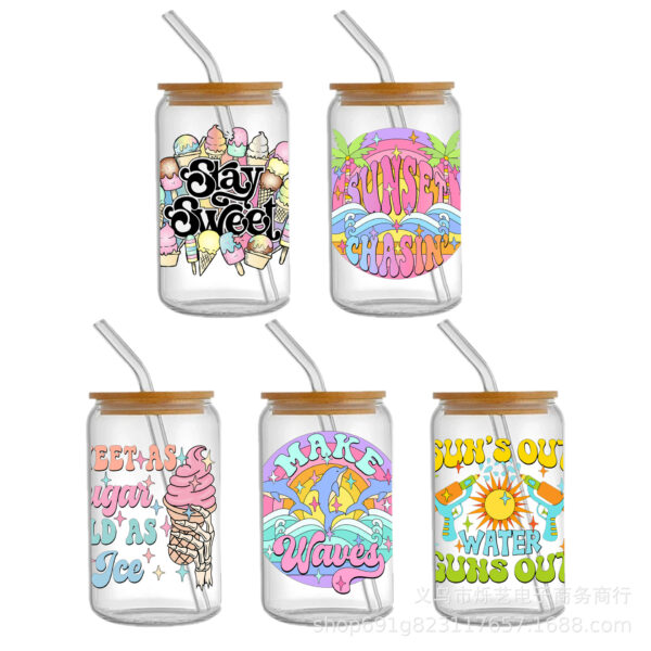 Wholesale Halloween Skull Milk Tea Coffee 16oz Cup UV DTF Wraps