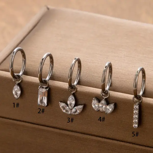 Wholesale 1 Piece Ear Cartilage Rings & Studs IG Style Cool Style Shamrock Crown Pure Titanium Plating Inlay Zircon