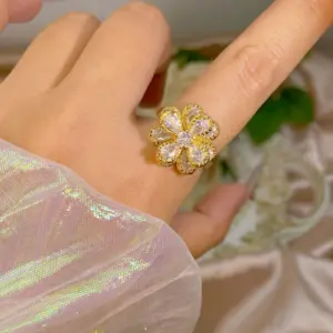 Gold Double Layer Rotating Ring / Adjustable Opening
