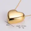 PVD Coated 18K Gold Plated Heart Shape Stainless Steel Simple Style Waterproof Non Tarnish 304 Stainless Steel Pendant Necklace