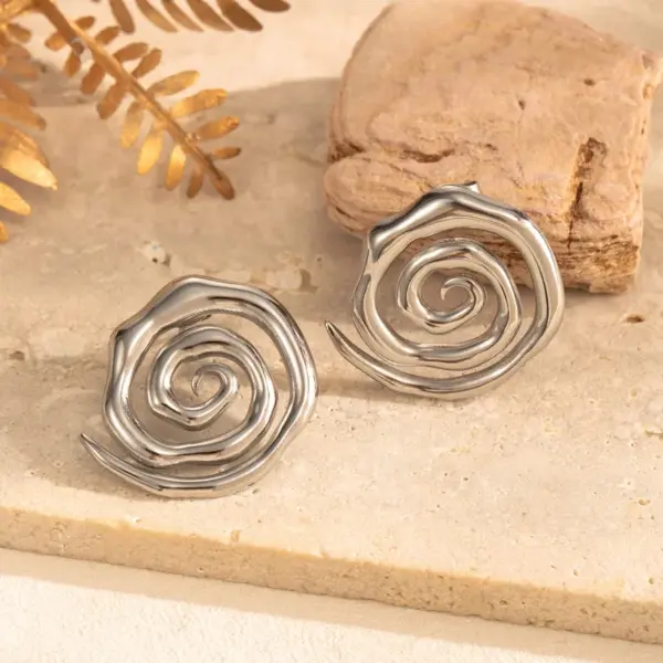 Wholesale 1 Pair IG Style French Style Moon Starfish 304 Stainless Steel Ear Studs